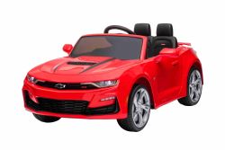 Elektrische loopauto Chevrolet Camaro, Rood, Origineel gekeurd, 12V Batterij Aangedreven, Opengaande Deuren, Kunstleer stoel, 2x 35W Motor, LED Verlichting, 2.4 Ghz afstandsbediening, Zachte EVA wielen, Soepele start