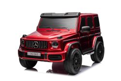 Elektrische loopauto Mercedes-Benz G63 AMG 4x4² Tweezits 24V, Rood gelakt, MP4-speler met USB/AUX-ingang, 4x4 aandrijving, 24V/7Ah Accu, 4 x 200W Motoren, EVA wielen met vering, Kunstleren stoelen, Afstandsbediening , Gelicentieerd