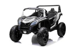 Elektrische loopauto UTV XXL 24V, wit, tweezits in leer, remschijven, krachtige motor met differentieel, led-verlichting, opblaasbare rubberen wielen met achtervering, mp3-speler met USB en bluetooth, verstelbaar stuur