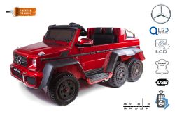 Elektrische auto Mercedes-Benz G63 6X6, LCD-scherm, bodemlicht, 2,4 GHz, 12V14AH, verwijderbare accubak, 4 X MOTOR, afstandsbediening, kunstleren stoel, EVA-wielen, FM-radio, twee pedalen, rood geverfd, Eenzitter