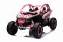 Elektrische loopauto Can-am Maverick, Roze, tweezitter, achtervering, 2,4 Ghz afstandsbediening, draagbare batterij, 4 x 35W motoren, EVA-wielen, verstelbare bestuurdersstoel, MP3-speler met USB/SD-ingang, Licentie