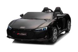 Elektrische kinderauto Audi R8 SPYDER Tweezitter 24V, zwart, MP3-speler met USB/AUX en Bluetooth, Accu 24V/14Ah, 2 x 200W motoren, EVA-wielen met achtervering, Lederen verstelbare stoelen, Afstandsbediening, Gelicentieerd