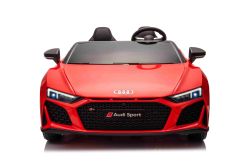 Elektrische kinderauto Audi R8 SPYDER Tweezitter 24V, rood, MP3-speler met USB/AUX en Bluetooth, Accu 24V/14Ah, 2 x 200W motoren, EVA-wielen met achtervering, Lederen verstelbare stoelen, Afstandsbediening, Gelicentieerd