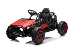 Electric Ride-on SPORT-CART 24V, red, Soft EVA wheels, Leatherette seat, Smooth Drift wheels, 2 x 50W Motor, 24V Battery, Massive metal construction