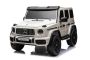 Elektrische loopauto Mercedes-Benz G63 AMG 4x4² Tweezits 12V, wit, MP3-speler met USB/AUX-ingang, 4x4 aandrijving, Accu 12V14Ah, EVA-wielen met vering, Kunstleren stoelen, Afstandsbediening, Licentie